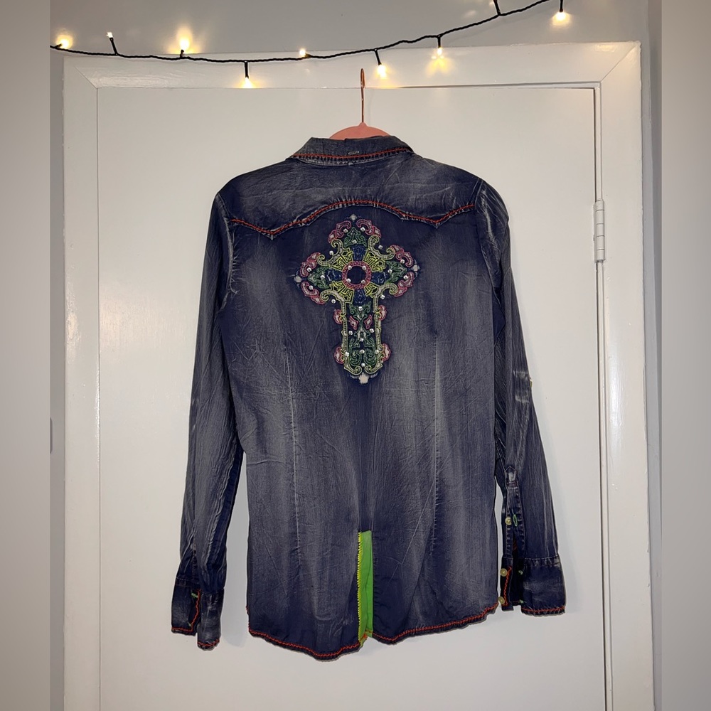 ROAR brand faux denim shirt